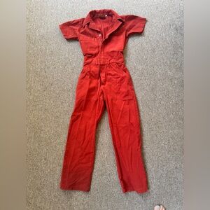 Big Bud Press Red Short Sleeve Jumpsuit Collar Detail